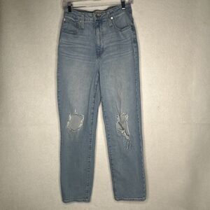 Madewell Curvy Perfect Vintage Straight Jeans High Rise Distressed Size 28